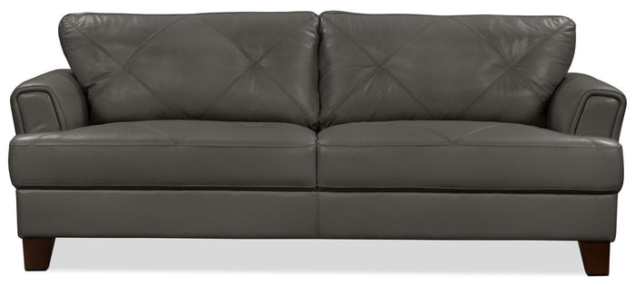 Vita 100% Genuine Leather Sofa – Charcoal|Sofa Vita en cuir 100 % véritable – anthracite|VITACCSF - Open-Box