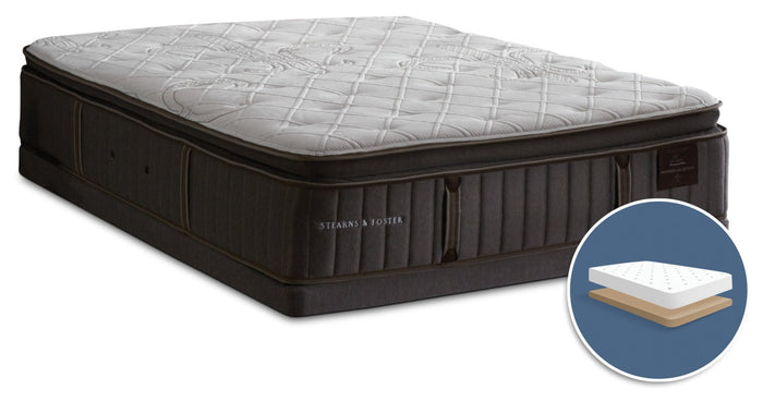 Stearns & Foster Princedale Medium Pillow-Top Low-Profile King Mattress Set|Ensemble semi-ferme plateau-coussin  à profil bas Princedale Stearns & Foster pour très grand lit