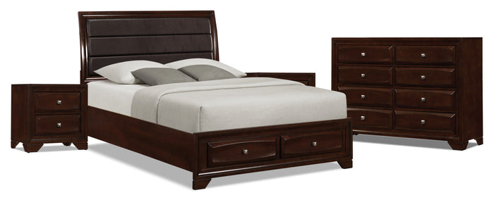Jaxon 6-Piece King Storage Bedroom Package with 2 Nightstands|Ensemble de chambre à coucher Jaxon 6 pièces avec très grand lit de rangement et 2 tables de nuit