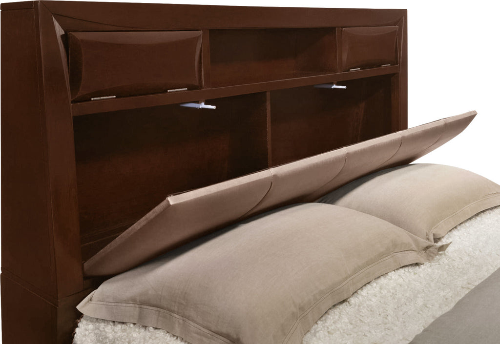 Bella 5-Piece King Bookcase Storage Bedroom Collection|Ens. de chambre à coucher Bella 5 pièces avec très grand lit de rangement avec tête de lit biblio.