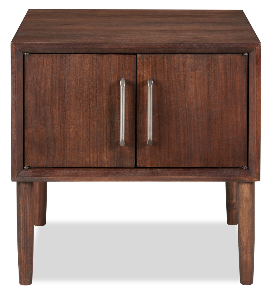 Kisper 22.13" Retro End Table with Storage - Dark Brown Wood Wood|Table de bout rétro Kisper de 22,13 po avec rangement - bois brun foncé