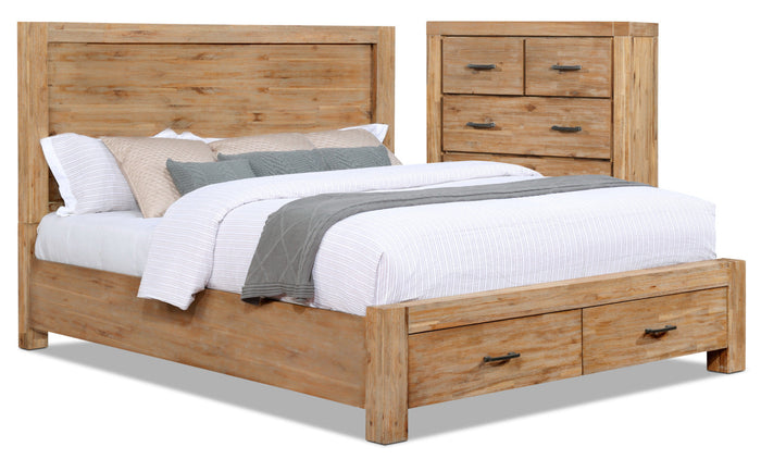 Acadia 4-Piece King Storage Bed and Chest Package|Ensemble de chambre à coucher Acadia 4 pièces avec très grand lit de rangement et commode verticale