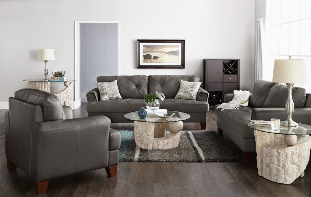 Vita 100% Genuine Leather Sofa – Charcoal|Sofa Vita en cuir 100 % véritable – anthracite|VITACCSF - Open-Box