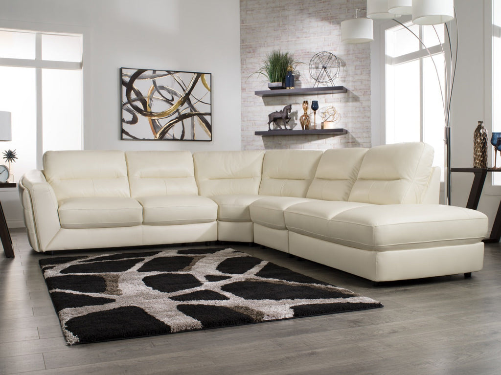 Romeo 4-Piece Genuine Leather Right-Facing Sectional - Beige|Sofa sectionnel de droite Romeo 4 pièces en cuir véritable - beige|ROMEBRS4