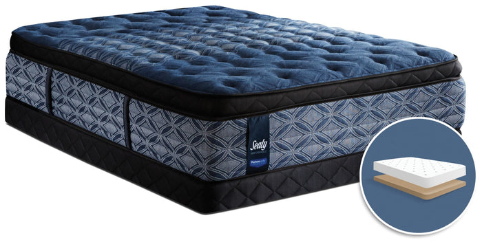 Sealy Posturepedic Plus Mornington Medium Euro Pillow-Top Low-Profile Full Mattress Set|Ensemble semi-ferme Euro-plateau profil bas Mornington Posturepedic Performance Plus Sealy lit double