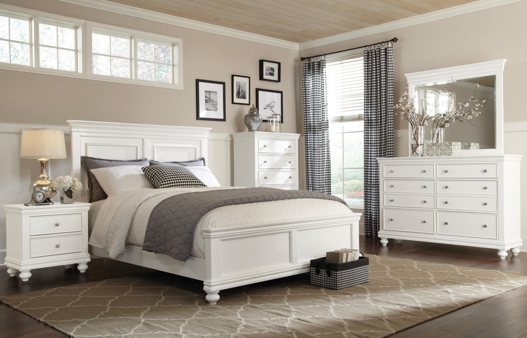Bridgeport 6-Piece King Bedroom Package with 2 Nightstands – White|Ensemble de chambre à coucher Bridgeport 6 pièces avec très grand lit et 2 tables de nuit - blanc