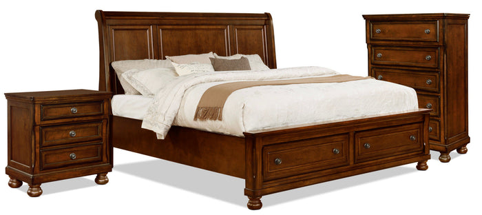 Chelsea 5-Piece King Storage Bedroom Package with Chest and Nightstand|Ensemble Chelsea 5 pièces avec très grand lit de rangement, commode verticale et table de nuit
