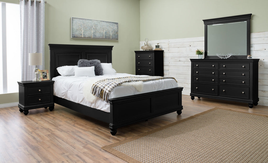 Bridgeport 6-Piece King Bedroom Package with 2 Nightstands – Black|Ensemble de chambre à coucher Bridgeport 6 pièces avec très grand lit et 2 tables de nuit - noir