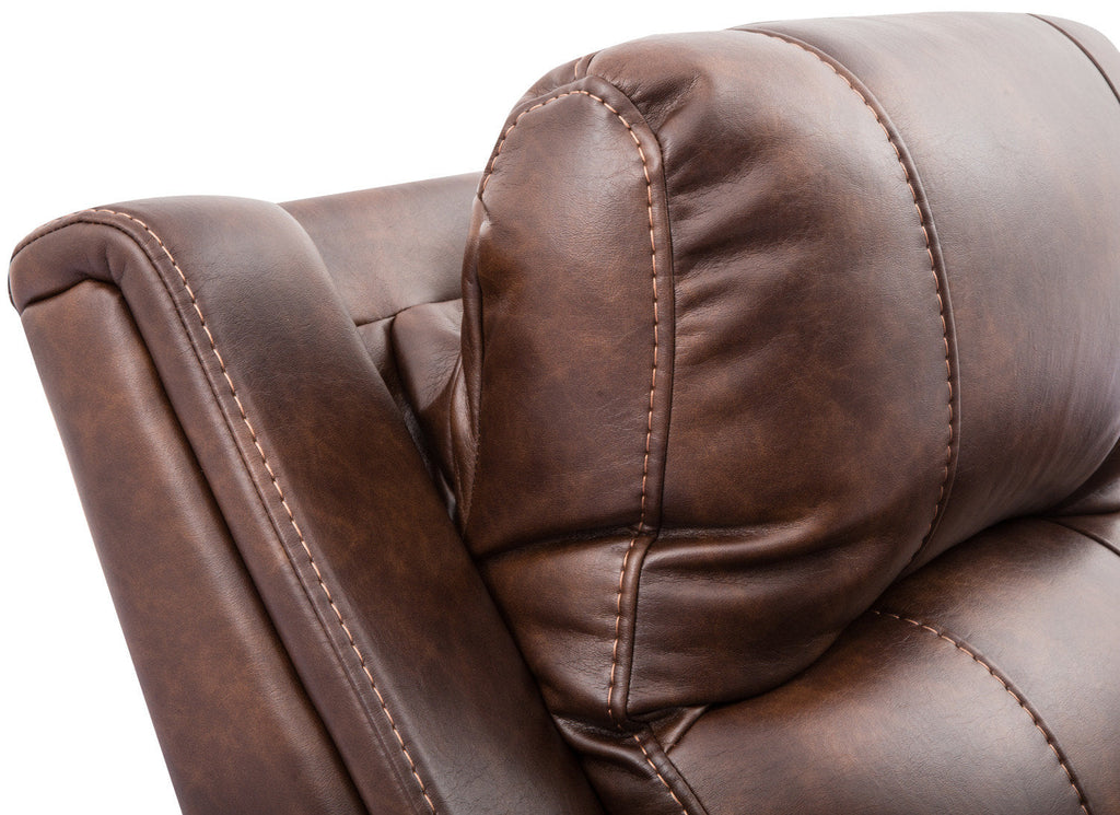 Kory Leather-Look Fabric Power Reclining Sofa – Pecan|Sofa à inclinaison électrique Kory en tissu d'apparence cuir - pacane
