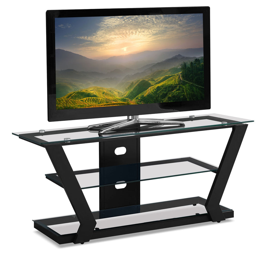 Abram 48" Modern TV Stand with Storage and Cable Management for TVs up to 55"- Black|Meuble pour téléviseur moderne Abram de 48 po avec rangement et système de gestion des câbles pour téléviseurs jusqu’à 55 po - noir