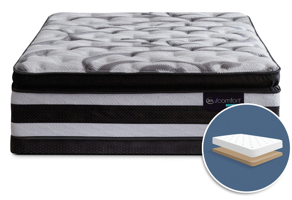 Serta iComfort® Manolo Medium Super Pillow-Top Low-Profile Full Mattress Set|Ensemble semi-ferme plateau-coussin épais profil bas Manolo iComfort Hybride Serta lit double