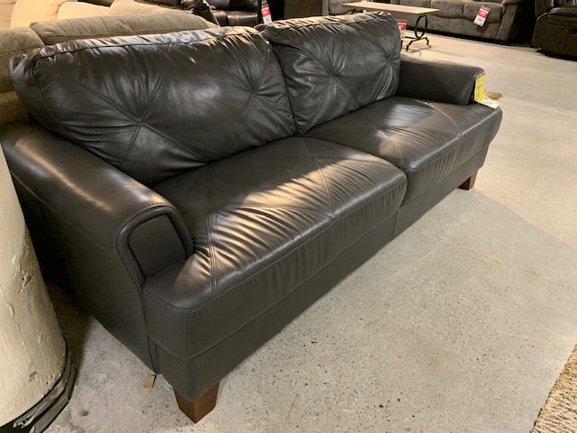Vita 100% Genuine Leather Sofa – Charcoal|Sofa Vita en cuir 100 % véritable – anthracite|VITACCSF - Open-Box