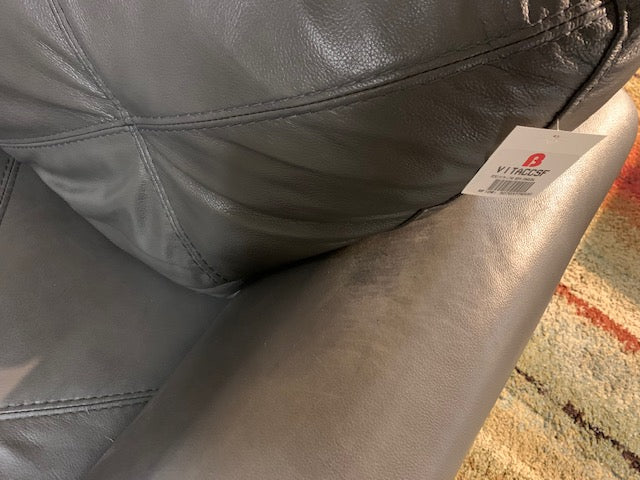 Vita 100% Genuine Leather Sofa – Charcoal|Sofa Vita en cuir 100 % véritable – anthracite|VITACCSF - Open-Box