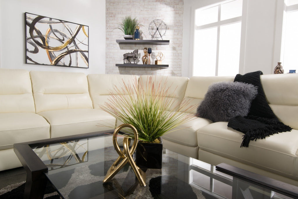 Romeo 4-Piece Genuine Leather Right-Facing Sectional - Beige|Sofa sectionnel de droite Romeo 4 pièces en cuir véritable - beige|ROMEBRS4