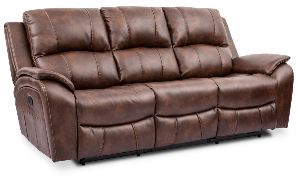 Kory Leather-Look Fabric Reclining Sofa – Pecan|Sofa inclinable Kory en tissu d'apparence cuir - pacane