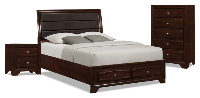Jaxon 5-Piece King Storage Bedroom Package with Chest and Nightstand|Ensemble Jaxon 5 pièces avec très grand lit de rangement, commode verticale et table de nuit