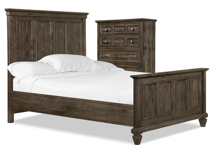 Calistoga 4-Piece Queen Bed and Chest Package – Weathered Charcoal|Ens. de chambre à coucher Calistoga 4 pcs avec grand lit et commode verticale - anthracite vieilli