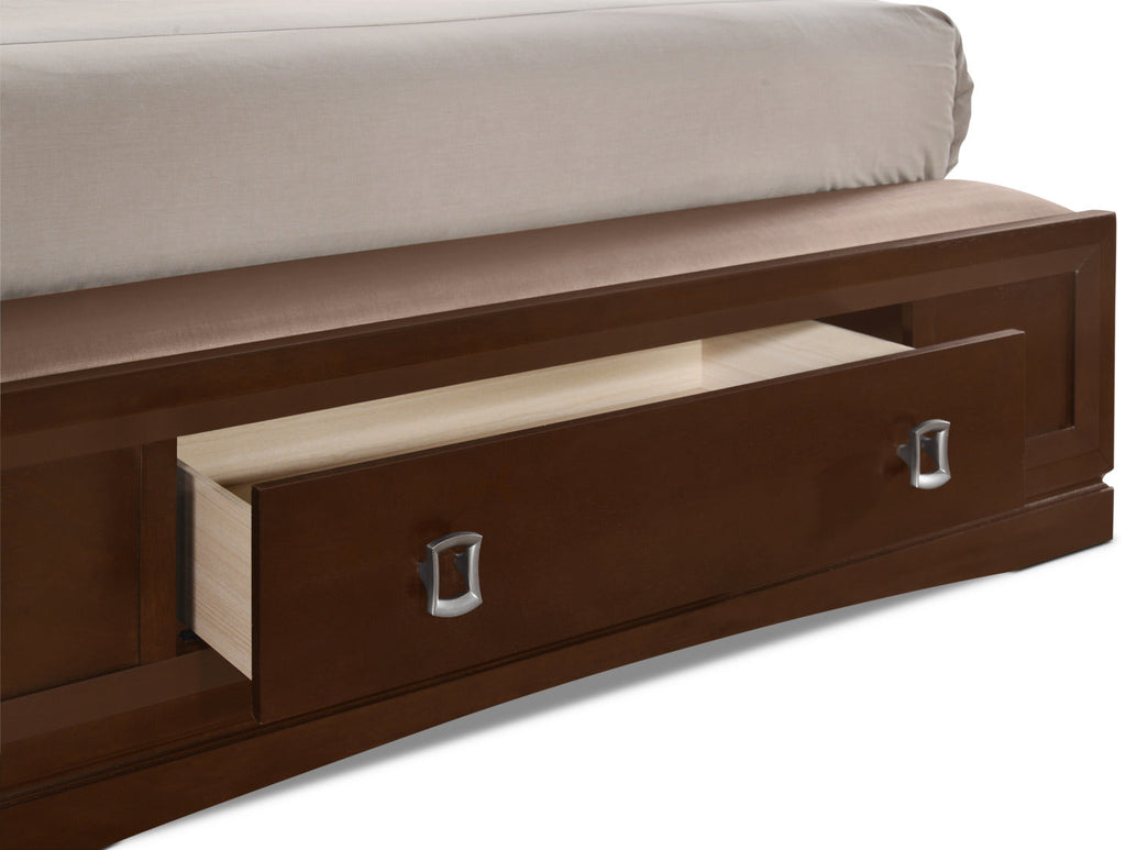 Bella 5-Piece King Bookcase Storage Bedroom Collection|Ens. de chambre à coucher Bella 5 pièces avec très grand lit de rangement avec tête de lit biblio.