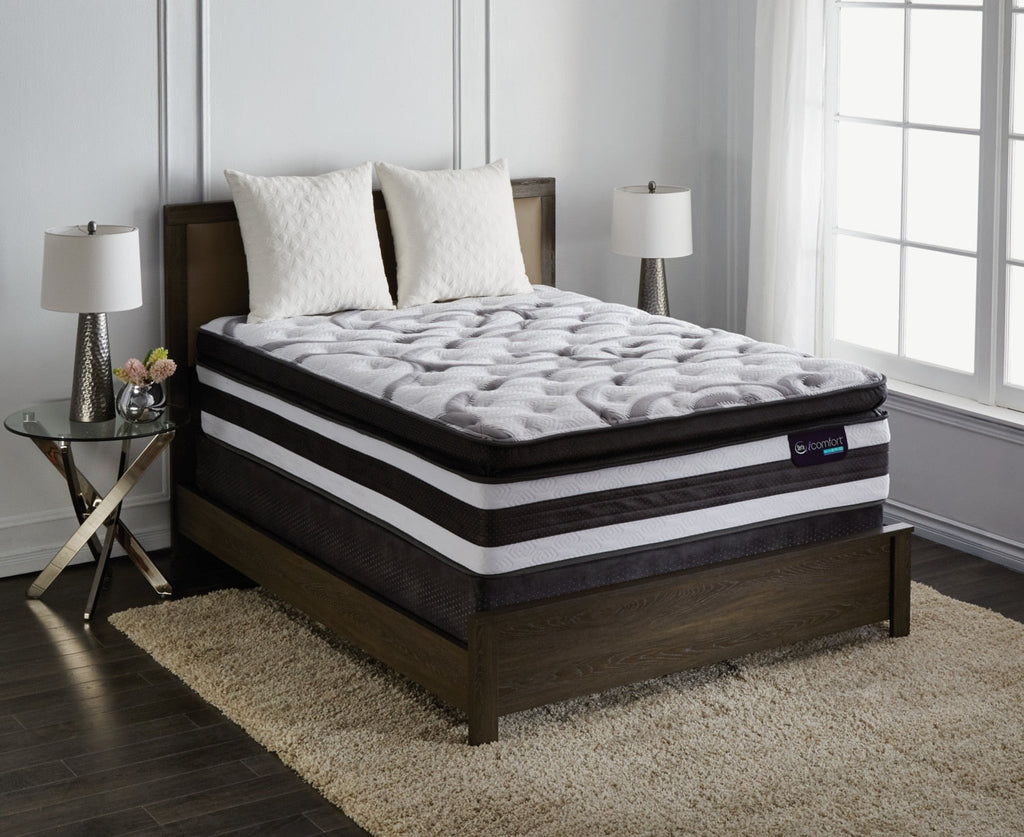 Serta iComfort® Manolo Medium Super Pillow-Top Low-Profile Split Queen Mattress Set|Ensemble semi-ferme plateau-coussin épais divisé profil bas Manolo iComfort Serta pour grand lit