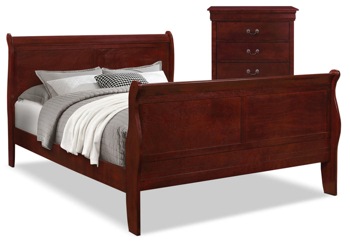 Lyla 4-Piece King Bed and Chest Package – Cherry|Ensemble de chambre à coucher Lyla 4 pièces avec très grand lit et commode verticale - cerisier