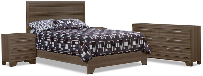 Olivia 6-Piece Queen Bedroom Package with 2 Nightstands – Grey|Ensemble de chambre à coucher Olivia 6 pièces avec grand lit et 2 tables de nuit - gris