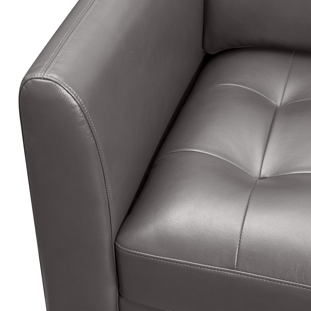 Erin 80.3" Leather-Look Fabric Sofa with Tufted Seat Cushions - Grey | Sofa Erin de 80,3 po en tissu d’apparence cuir avec coussins de siège capitonnés - gris