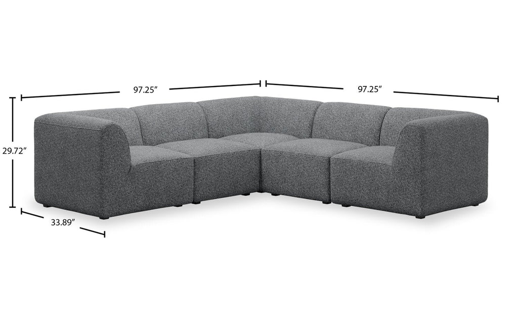 Natalia 5-Piece Fabric Sectional - Grey | Sofa sectionnel Natalia 5 pièces en tissu - gris