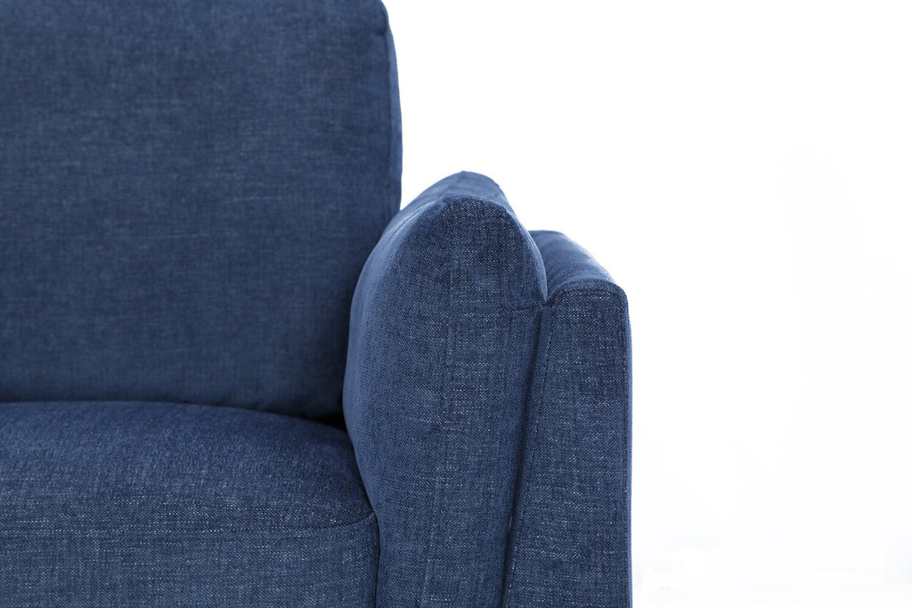 Zara 2-Piece Left-Facing Fabric Sectional with Chaise and Wood Legs - Navy | Sofa sectionnel de gauche Zara 2 pièces en tissu avec fauteuil long et pattes en bois - bleu marine