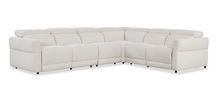Cindy Crawford Home Aspen 4-Piece Power Reclining Sectional with Reclining Armless Chair - Alabaster | Sofa sectionnel à inclinaison électrique Aspen de Cindy Crawford Home 4 pièces avec fauteuil sans accoudoirs inclinable - albâtre