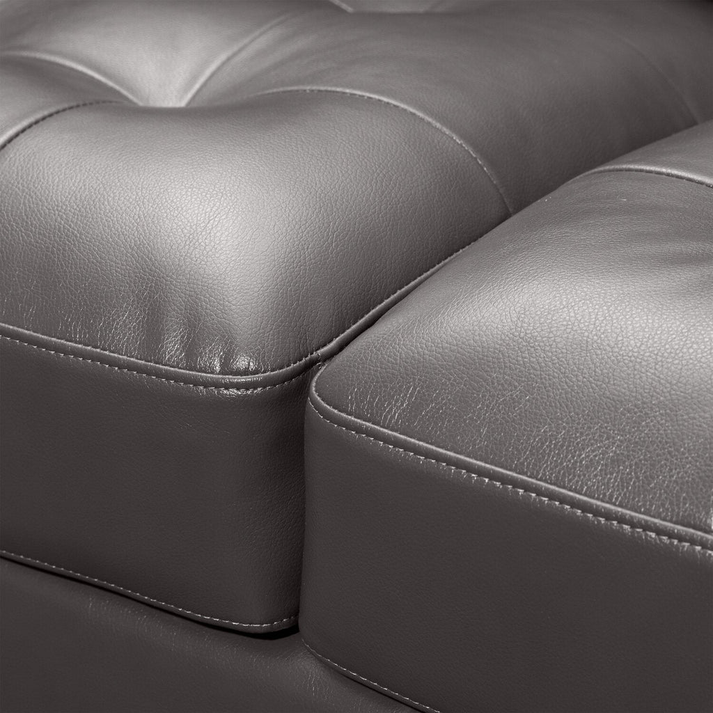 Erin 80.3" Leather-Look Fabric Sofa with Tufted Seat Cushions - Grey | Sofa Erin de 80,3 po en tissu d’apparence cuir avec coussins de siège capitonnés - gris