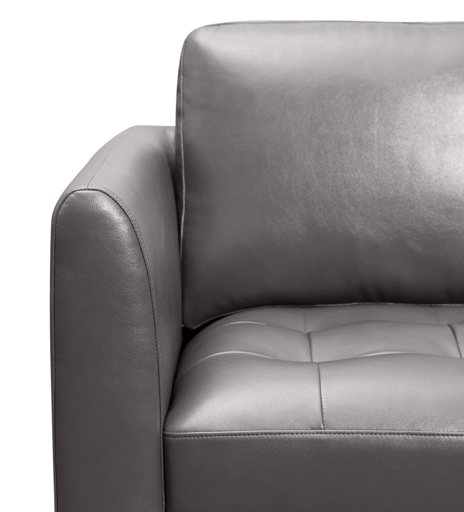 Erin 80.3" Leather-Look Fabric Sofa with Tufted Seat Cushions - Grey | Sofa Erin de 80,3 po en tissu d’apparence cuir avec coussins de siège capitonnés - gris