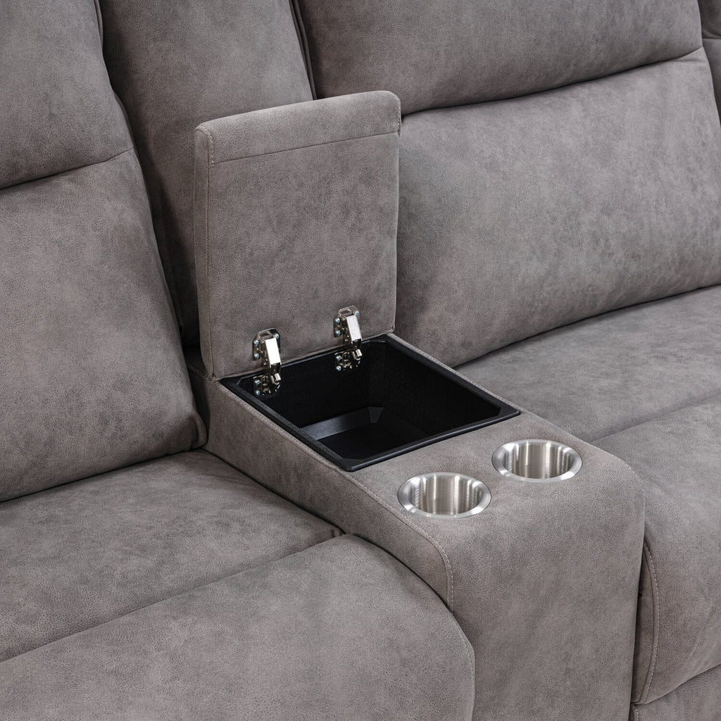 Caleb 6-Piece Power Reclining Sectional with Storage Console and USB Port - Grey | Sofa sectionnel à inclinaison électrique Caleb 6 pièces avec console de rangement et port USB - gris