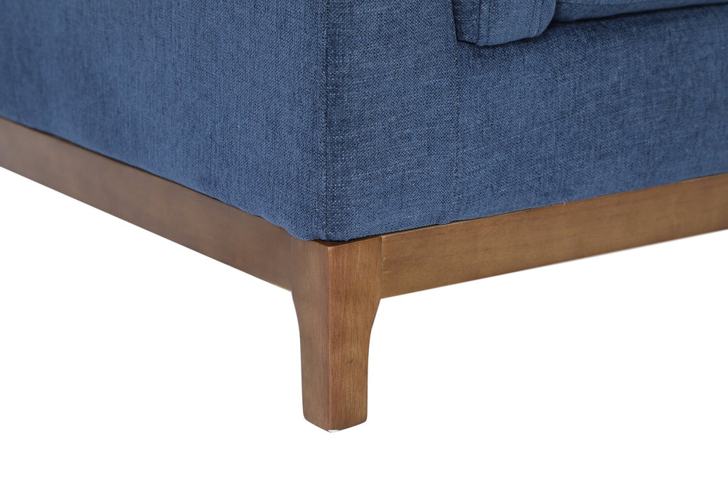 Zara 2-Piece Right-Facing Fabric Sectional with Chaise and Wood Legs - Navy | Sofa sectionnel de droite Zara 2 pièces en tissu avec fauteuil long et pattes en bois - bleu marine
