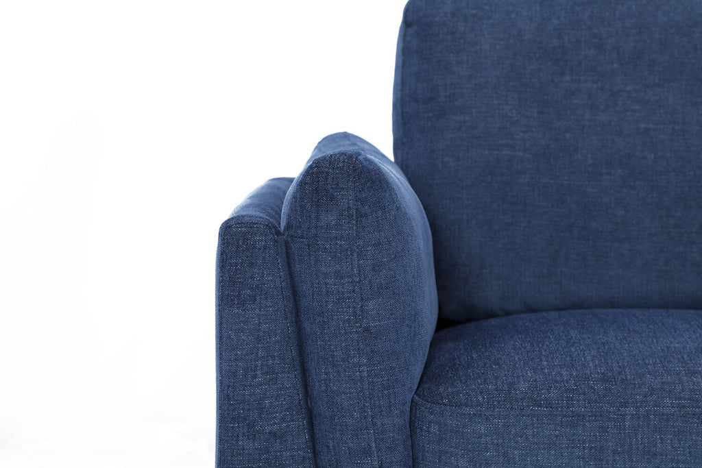 Zara 2-Piece Right-Facing Fabric Sectional with Chaise and Wood Legs - Navy | Sofa sectionnel de droite Zara 2 pièces en tissu avec fauteuil long et pattes en bois - bleu marine