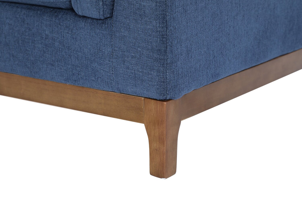 Zara 2-Piece Left-Facing Fabric Sectional with Chaise and Wood Legs - Navy | Sofa sectionnel de gauche Zara 2 pièces en tissu avec fauteuil long et pattes en bois - bleu marine