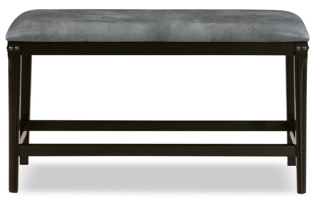 Alto Counter-Height Dining Bench with Vegan-Leather Fabric, Metal, 44.1"W - Grey | Banc de salle à manger Alto de 44,1 po (L) de hauteur comptoir en tissu de cuir végétalien et métal - gris