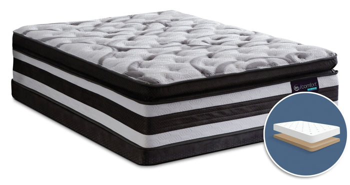 Serta iComfort® Manolo Medium Super Pillow-Top Low-Profile Full Mattress Set|Ensemble semi-ferme plateau-coussin épais profil bas Manolo iComfort Hybride Serta lit double