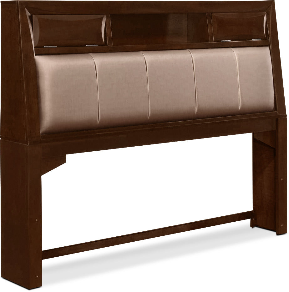 Bella 5-Piece King Bookcase Storage Bedroom Collection|Ens. de chambre à coucher Bella 5 pièces avec très grand lit de rangement avec tête de lit biblio.
