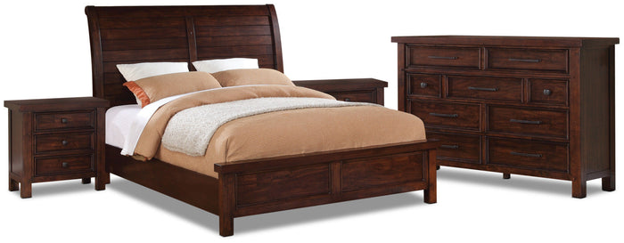Sonoma 6-Piece Queen Bedroom Package with 2 Nightstands – Dark Brown|Ensemble de chambre à coucher Sonoma 6 pièces avec grand lit et 2 tables de nuit - brun foncé