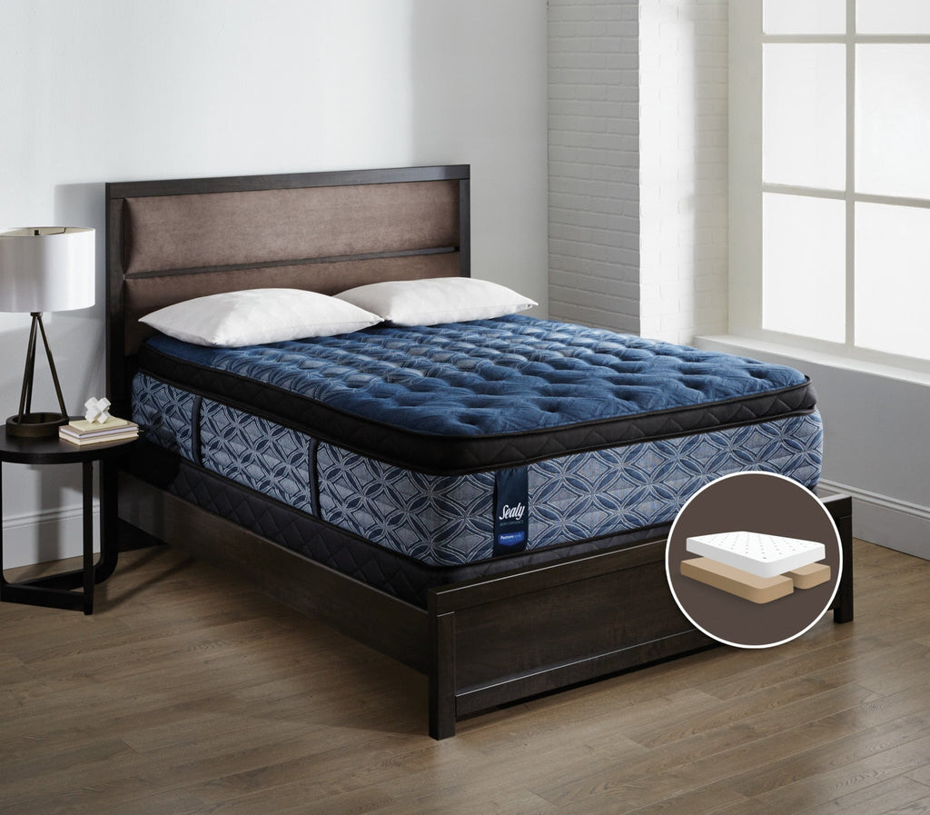Sealy Posturepedic Performance Plus Mornington Medium Euro Pillow-Top Split Queen Mattress Set|Ensemble semi-ferme Euro-plateau divisé Mornington Posturepedic Performance Plus de Sealy pour grand lit