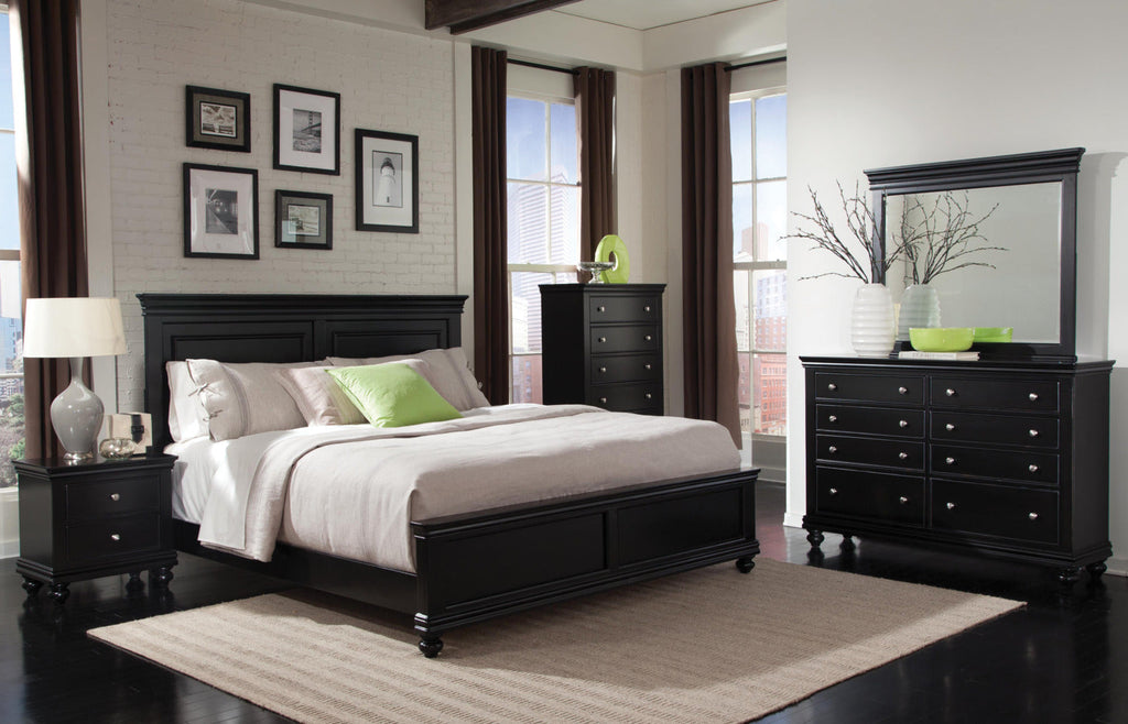 Bridgeport 6-Piece King Bedroom Package with 2 Nightstands – Black|Ensemble de chambre à coucher Bridgeport 6 pièces avec très grand lit et 2 tables de nuit - noir