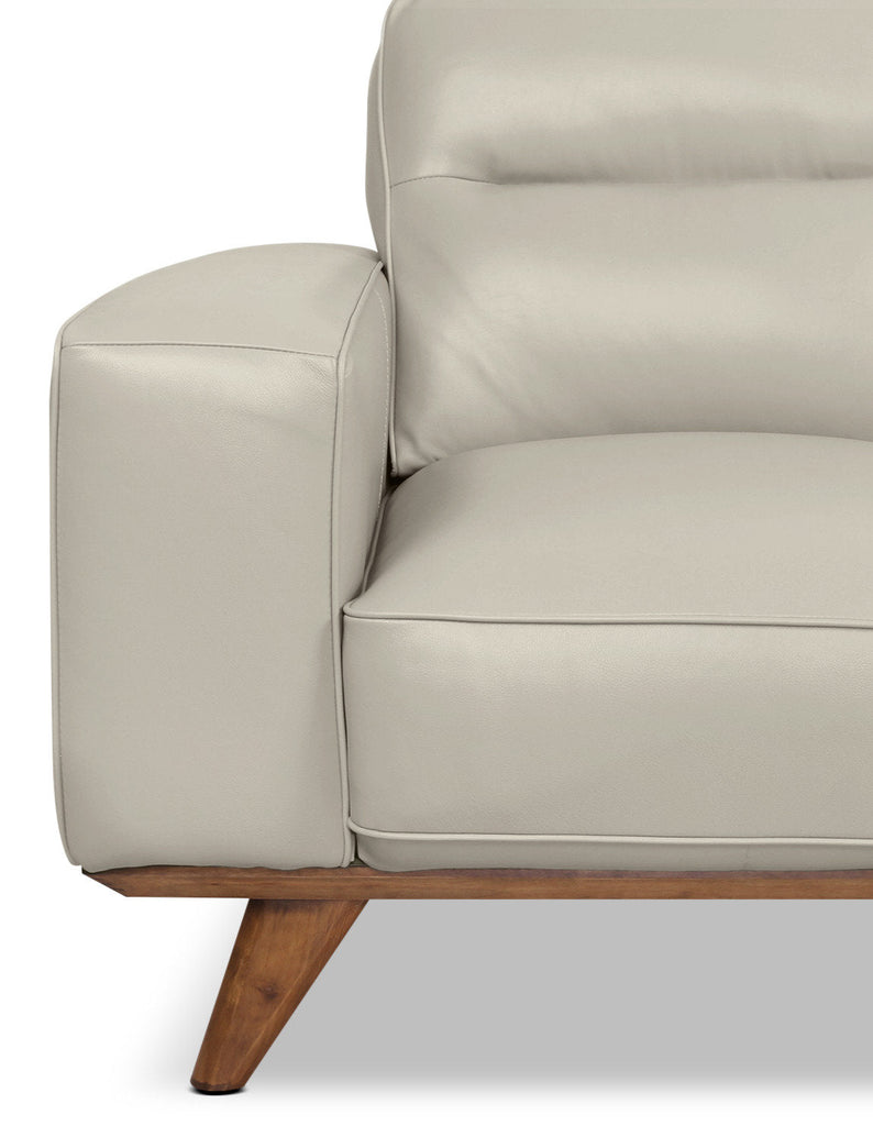 Kai Genuine Leather Sofa – Silver|Sofa Kai en cuir véritable – argenté