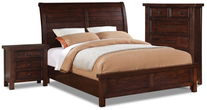 Sonoma 5-Piece Queen Bedroom Package with Chest and Nightstand – Dark Brown|Ens. chambre à coucher Sonoma 5pcs. avec grand lit, commode verticale, table de nuit - brun foncé