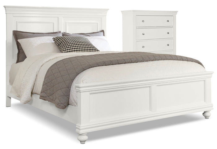 Bridgeport 4-Piece King Bed and Chest Package – White|Ensemble de chambre à coucher Bridgeport 4 pièces avec très grand lit et commode verticale - blanc