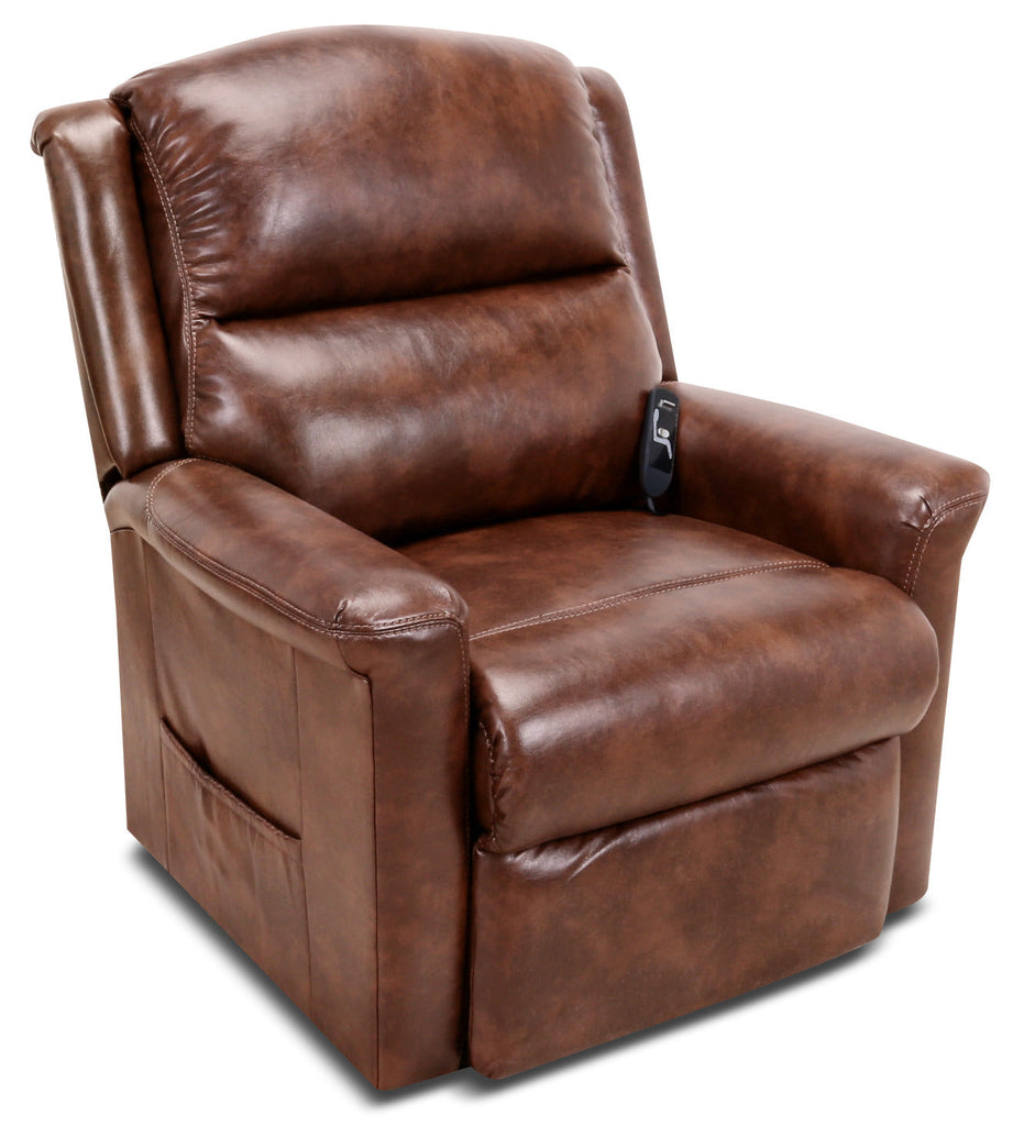 486 Leather-Look Fabric 3-Position Power Lift Chair – Mocha|Fauteuil basculeur à inclinaison électrique 486 à 3 positions en chenille - moka