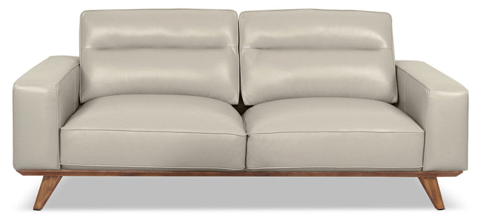 Kai Genuine Leather Sofa – Silver|Sofa Kai en cuir véritable – argenté
