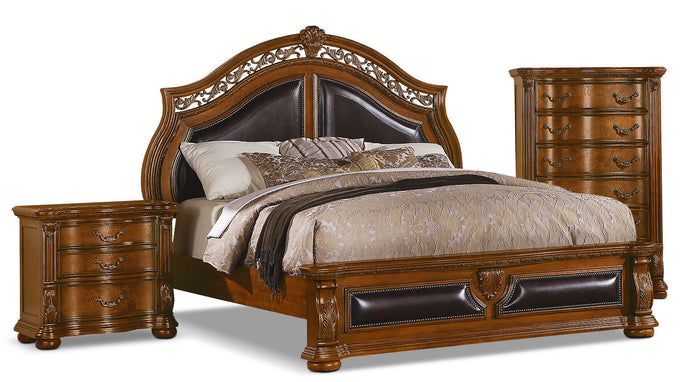 Morocco 5-Piece King Bedroom Set with Chest and Nightstand|Ensemble Morocco 5 pièces avec très grand lit, commode verticale et table de nuit