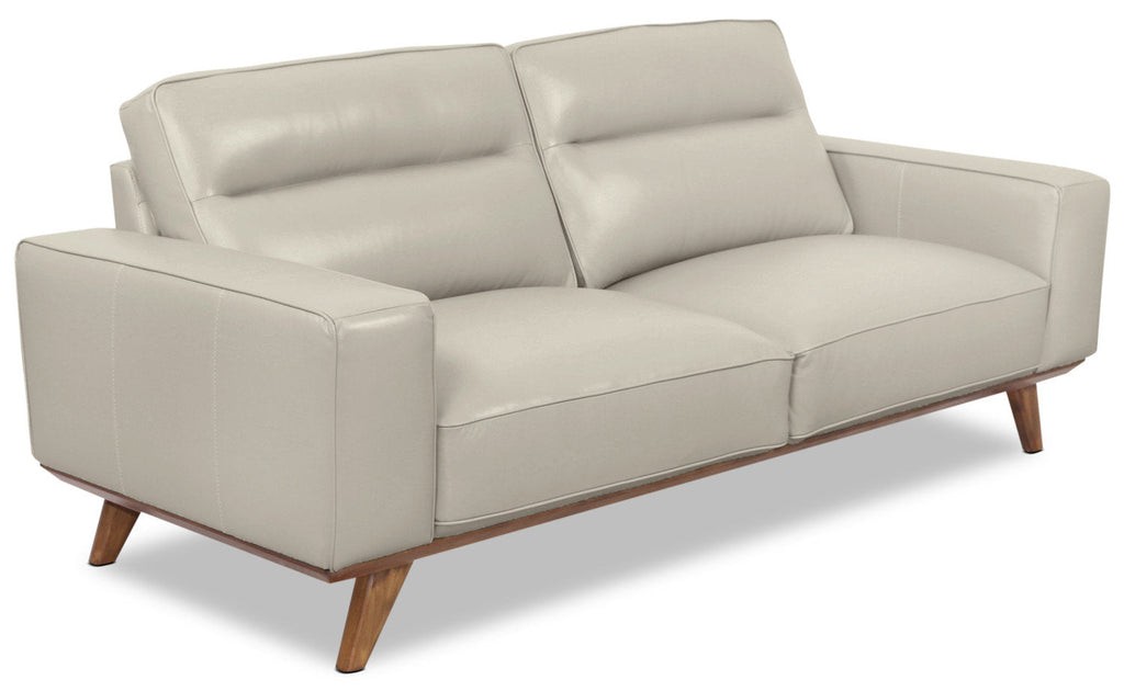Kai Genuine Leather Sofa – Silver|Sofa Kai en cuir véritable – argenté