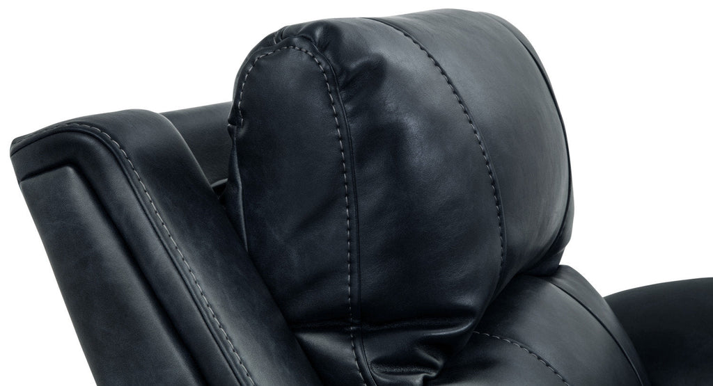 Kory Leather-Look Fabric Power Reclining Sofa – Dark Blue|Sofa à inclinaison électrique Kory en tissu apparence cuir – bleu foncé