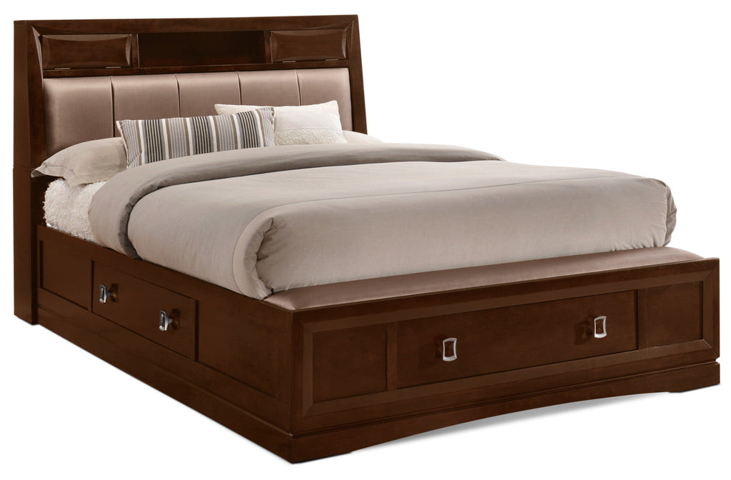 Bella 5-Piece King Bookcase Storage Bedroom Collection|Ens. de chambre à coucher Bella 5 pièces avec très grand lit de rangement avec tête de lit biblio.